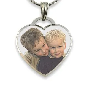Rhodium Plate Deluxe Bevelled Large Colour Drop Heart Photo Pendant