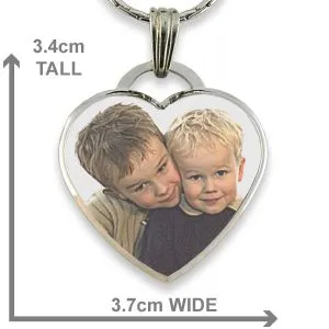 Dimensions Rhodium Plate Deluxe Bevelled Large Colour Drop Heart Photo Pendant