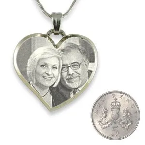 Photo Etched Pendant - Bevelled Medium Curved Heart - Image 3