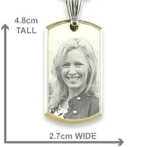 Dimensions of Large Stainless Steel Bevelled ID-Tag Photo Pendant