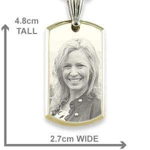 Dimensions of Large Stainless Steel Bevelled ID-Tag Photo Pendant