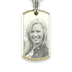 Engraved Photo on Large Stainless Steel Bevelled ID-Tag Photo Pendant