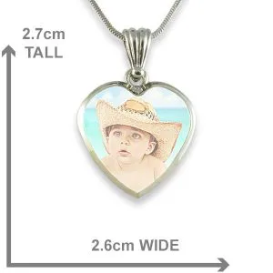 Dimensions Medium Heart Printed Colour Photo Pendant 