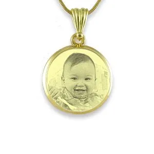 Photo Jewellery Keepsake - Gold Plate Round Pendant