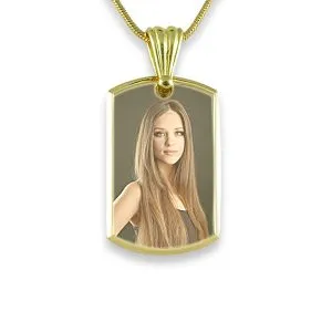 Gold Plate Deluxe Bevelled Printed Colour Small ID-Tag