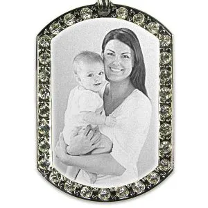 Personalised Gift for Mum - XL Engraved Diamante Photo Necklace