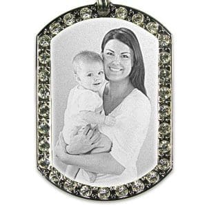 Extra Large Engraved Diamante Photo Necklace