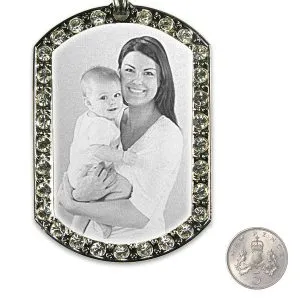 Personalised Gift for Mum - XL Engraved Diamante Photo Necklace - Image 3