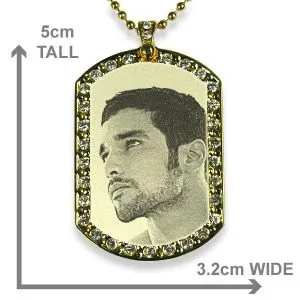 Engraved Photo Pendant - Personalised Gold Plate Diamante Necklace - Image 3