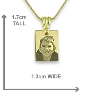 Dimensions of Gold Plated Mini Rectangle Photo Pendant