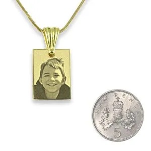 5p Scale Gold Plated Mini Rectangle Photo Pendant