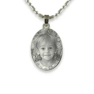 Rhodium Mini Oval Photo Pendant