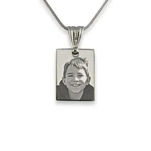 Rhodium Plated mini Rectangle Photo Pendant