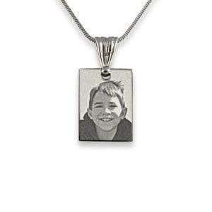 Rhodium Plated mini Rectangle Photo Pendant