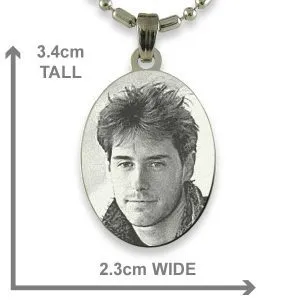 Dimensions of Rhodium Medium Oval Photo Pendant