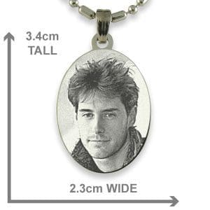 Dimensions of Rhodium Medium Oval Photo Pendant