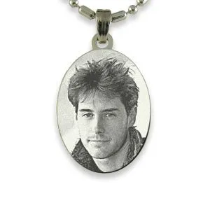 Rhodium Medium Oval Photo Pendant