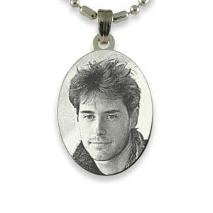 Rhodium Medium Oval Photo Pendant