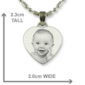Dimensions of Rhodium Small Heart Photo Pendant