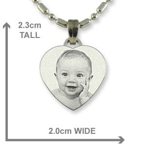 Dimensions of Rhodium Small Heart Photo Pendant