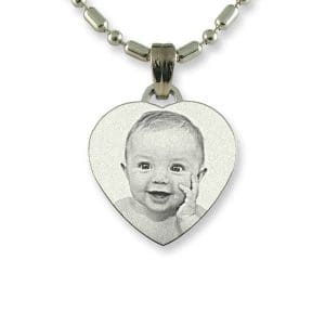 Rhodium Small Heart Photo Pendant
