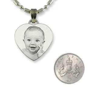 5p Scale Stainless Steel Small Heart Photo Pendant