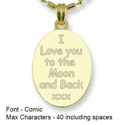 Engravable Back of Gold Plated 925 Silver Medium Oval Photo Pendant