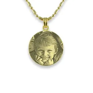 Gold Plated 925 Silver Mini Round Photo Pendant