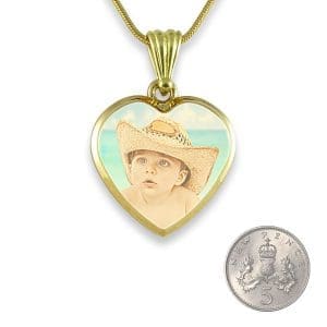Gold Plate Deluxe Bevelled printed colour Photo Pendant