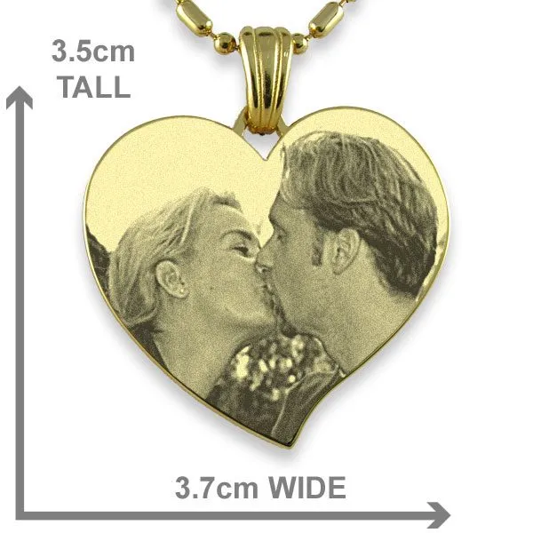Dimensions of Gold Plate Large Curved Heart Photo Pendant