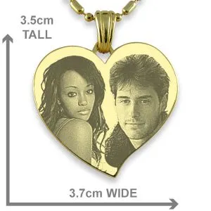 Dimensions of Gold Plate Large Curved Heart Photo Merged Pendant 