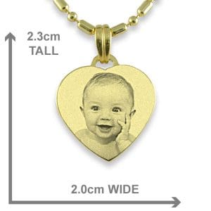 Dimensions of Gold Plated Small Heart Photo Pendant