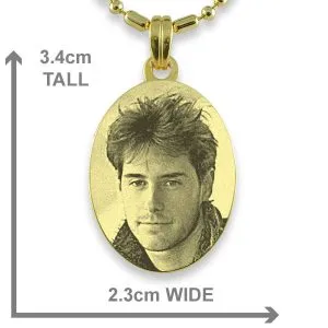 Dimensions of Gold Plated 925 Silver Medium Oval Photo Pendant