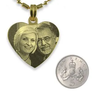 5p Scale of Gold Plated Medium Heart Photo Pendant