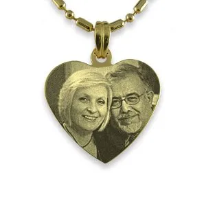 Gold Plated Silver Medium Heart Photo Pendant