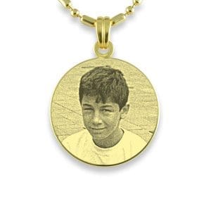 Gold Plated 925 Silver Medium Round Photo Pendant