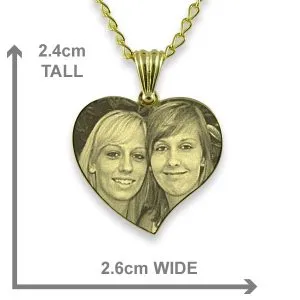 Dimensions of Gold Plated Medium Curved Heart Photo Pendant