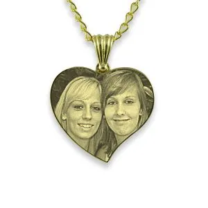 Gold Plated Medium Curved Heart Photo Pendant