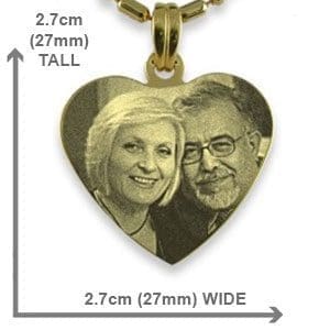 Dimensions of Gold Plated Silver Medium Heart Photo Pendant