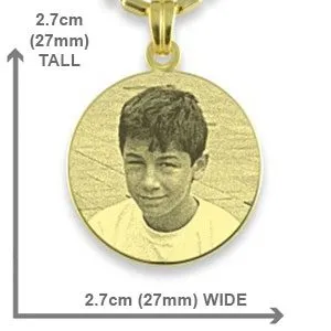 Dimensions of Gold Plated Medium Round Photo Pendant