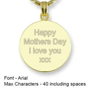 Engravable Back of Gold Plated 925 Silver Medium Round Photo Pendant