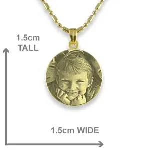 Dimensions of Gold Plated 925 Silver Mini Round Pendant