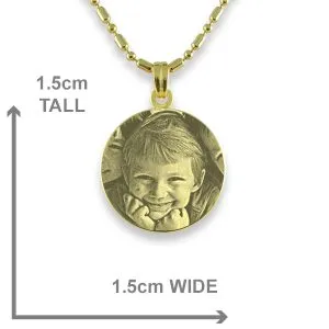 Dimensions of Gold Plated Mini Round Photo Pendant