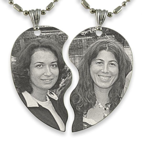 Example of Slim Friendship Heart Photo Engraved Pendant 