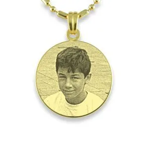 Gold Plated Medium Round Photo Pendant