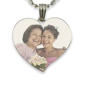 Rhodium Plate Large Curved Heart
