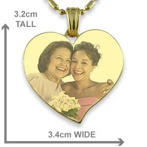 Gold Large Heart Colour Photo Pendant