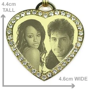Dimensions of Large diamante gold plate heart photo merged pendant  