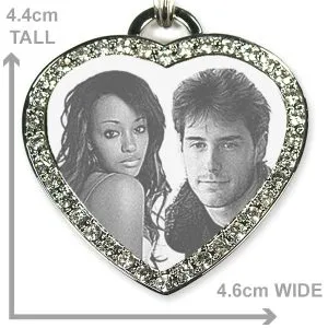 Dimensions of Large Diamante Heart Merged Photo Pendant