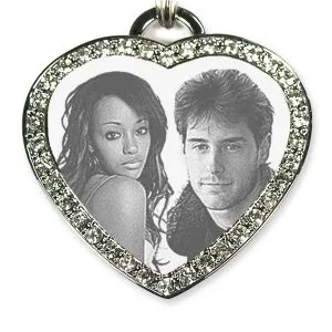 Face of Large Diamante Heart Merged Photo Pendant